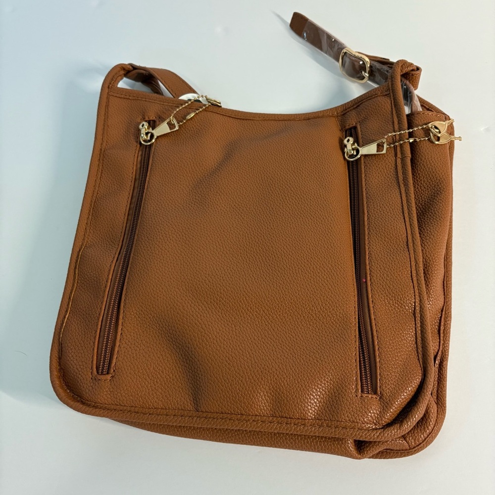 NWT Kinsey Rhea Diana Concealed Carry Purse Brown Vegan Leather Tote Bag Firearm